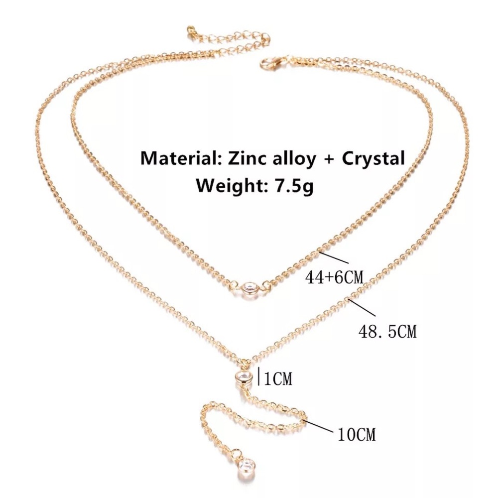 ‼️3/$30 Sexy Multilayer Rhinestone Gold Necklace - Picture 5 of 5